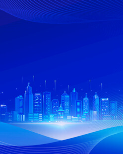 蓝色科技风城市建筑背景图