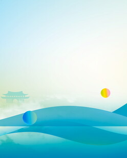 蓝色海浪与天际线风景