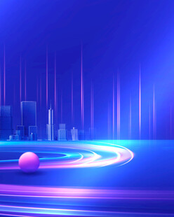 霓虹流光中的动感球体