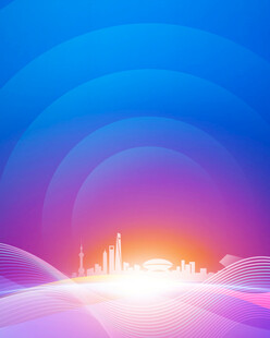 梦幻渐变城市天际线背景