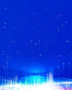 梦幻蓝色星空城市夜景
