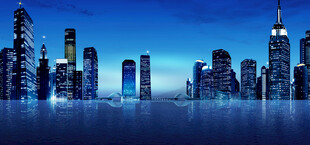 现代都市夜景天际线