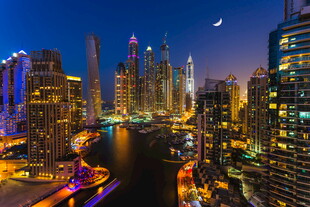 迪拜城市璀璨夜景风光
