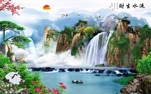 山水瀑布美景图