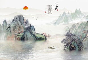 新中式山水背景墙