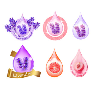 多彩精油水滴与花卉图标