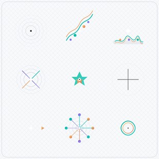 简约多彩几何图形图标集