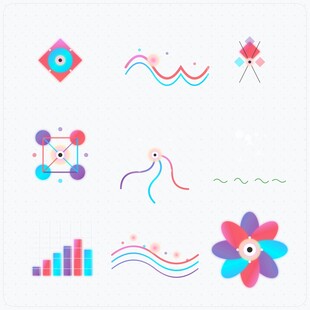 多彩几何与线条装饰图案