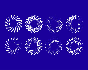 蓝色背景上的多样圆形图案