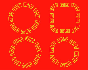 中式红色几何花纹图案