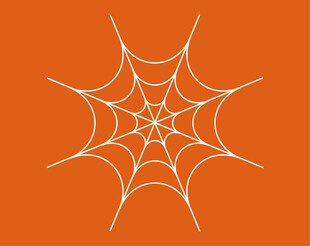 橙色背景上的简约蜘蛛网