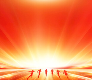 光芒下的团队身影