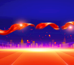 城市背景下的飘带光影场景