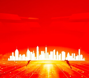 红色都市夜景璀璨画面