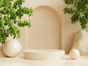 简约植物装饰展示台场景