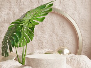 龟背叶装饰的简约室内摆件