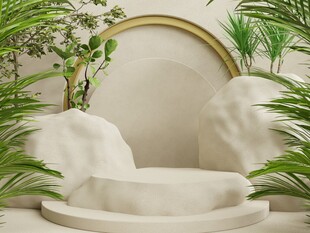 简约绿植环绕的室内景观