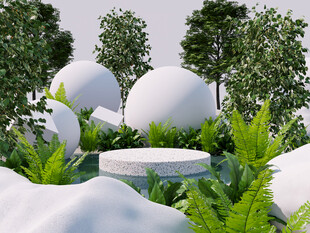 未来感白色球体景观设计