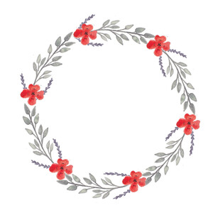 手绘花卉环形装饰图案