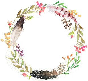 花卉羽毛装饰圆形花环