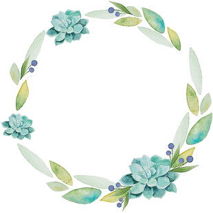 清新多肉花环插画