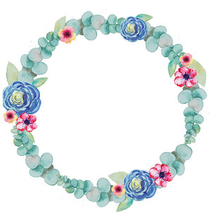 花卉绿叶组成的精美花环