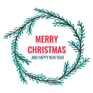 圣诞新年花环祝福图