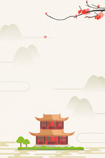 中式古风楼阁山水景致