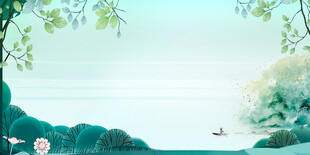 水墨山水间的孤舟之景