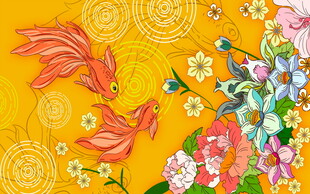 双凤伴花图