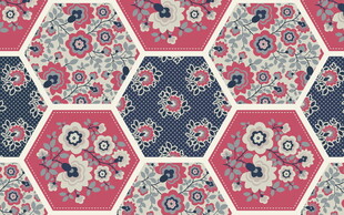 复古花卉六边形图案