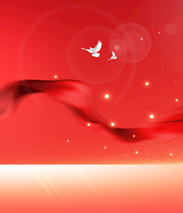 红色飘带与蝴蝶梦幻背景