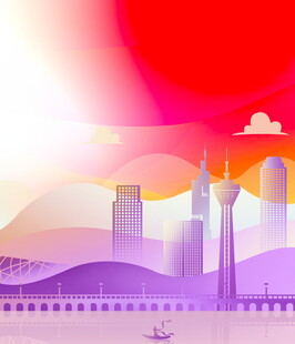 梦幻城市天际线与红日景观