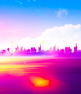 梦幻城市天际线与霞光