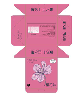 粉色花朵图案包装盒展开图