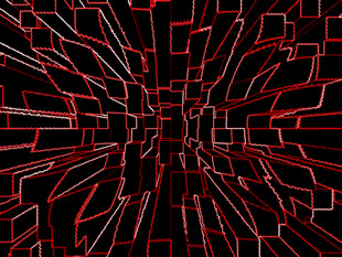 红色线条构成的抽象空间