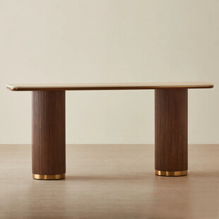 简约棕色柱形腿长桌
