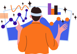 男子展示数据分析可视化成果