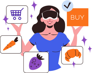 女性在线购物选择多样商品
