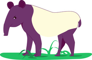 卡通貘站在绿色草地上