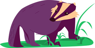 卡通食蚁兽站立在草地