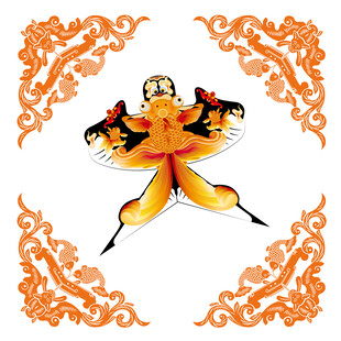 中式传统蝙蝠双鱼装饰图案