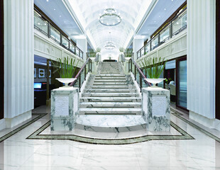 豪华大理石阶梯室内景观