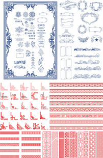 复古红白装饰图案设计素材