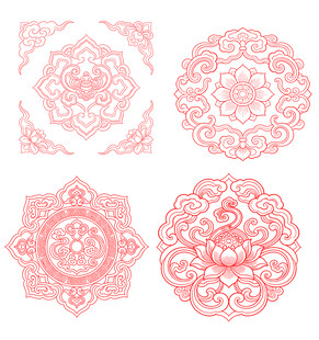 粉色中式传统花纹图案集