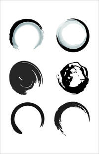 水墨风格圆形笔触图案