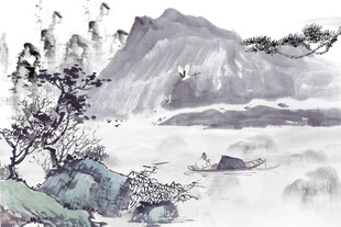 水墨山水写意画景
