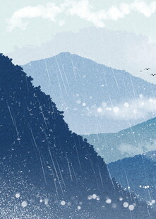 山间飘雪景致