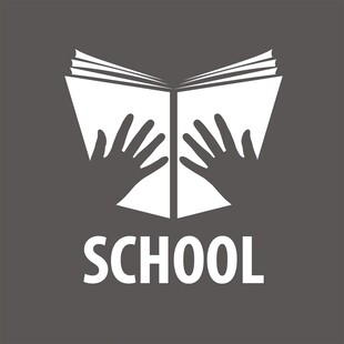 双手捧书的学校标志