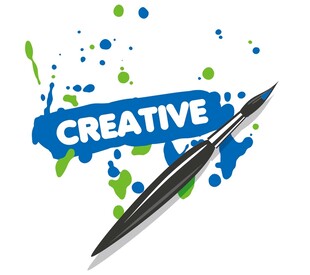 创意钢笔与多彩墨渍画面